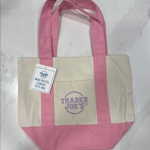 Pink and Cream Canvas Tote Bag